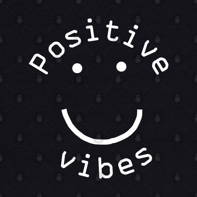 Positive Vibes Smiley Face White by ellenhenryart